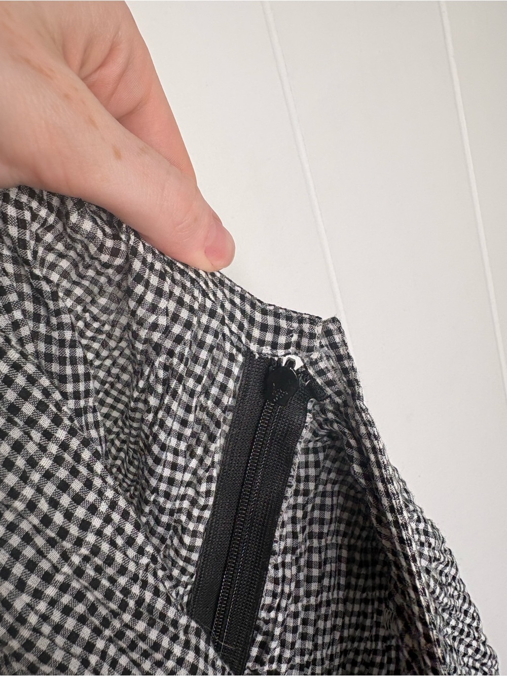 Agnes B. Paris Black White Gingham Seersucker Skirt Lightweight Small Cotton - Picture 8 of 10
